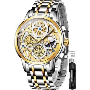 Mens Watch Luxury Analog Wrist Watches Stainless Steel Waterproof-G9947:white